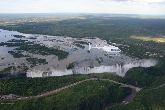 15 minutes scenic helicopter flight above Victoria Falls-Zimbabwe - Seeing the full shape of Victoria Falls from above