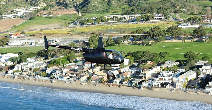 California Coastline & Hollywood Celebrity Helicopter Tour - Looking inland to Hollywood and Universal Studios