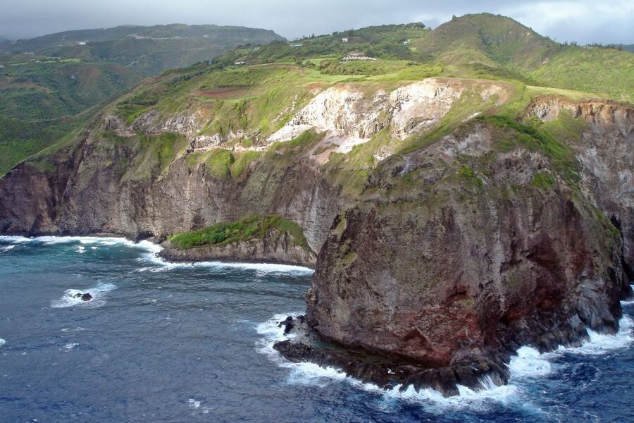 Central Maui: Two-Island Scenic Helicopter Flight to Molokai - Molokai’s sea cliffs and Kahiwa Falls