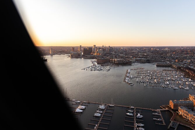 Downtown Baltimore Helicopter Tour - The Inner Harbor and Transamerica Tower From the Air