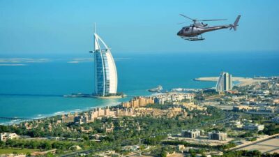 Dubai: Helicopter Ride, Old Town Walking Tour, Abra & Snacks