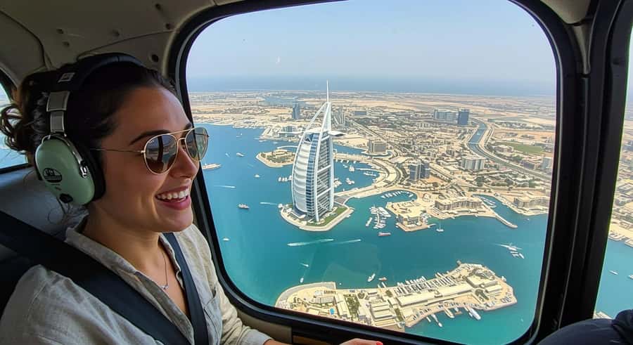 Dubai: Helicopter Ride, Old Town Walking Tour, Abra & Snacks - Crossing Dubai Creek by traditional abra