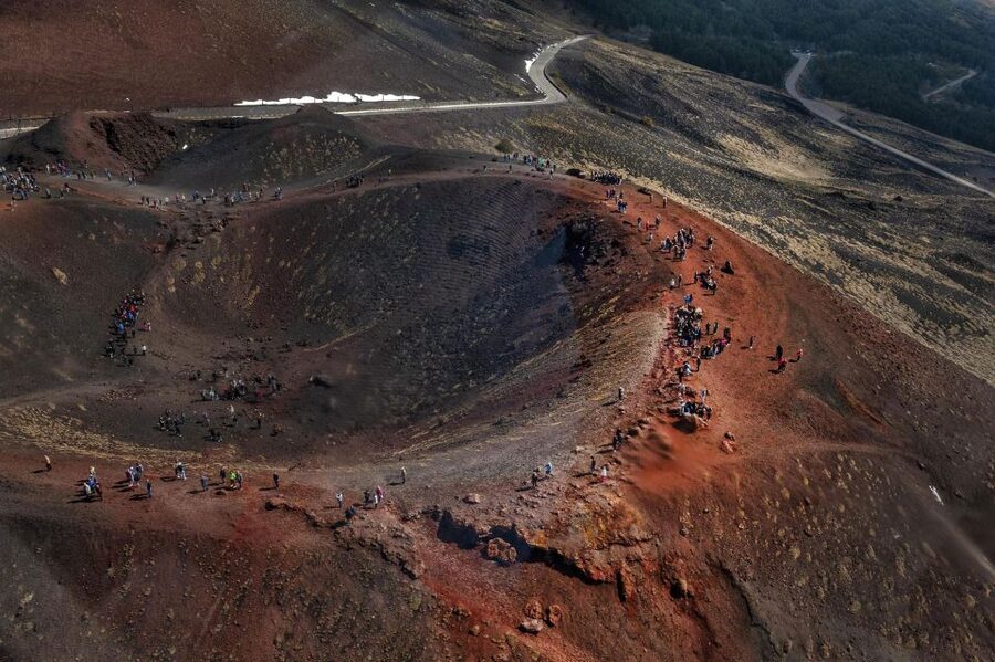Fiumefreddo: Group Flight Helicopter Tour over Etna - Descending to Rifugio Sapienza and the Silvestri Craters