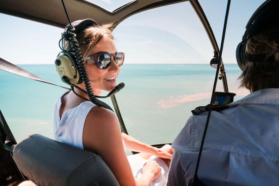 From Broome: Eco Beach Explorer Helicopter Flight with Lunch - The return flight over Broome