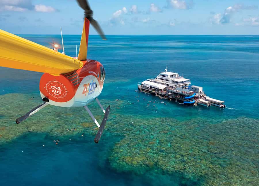 From Cairns: Outer Reef Pontoon, Island & Helicopter Tour - Moore Reef from the air