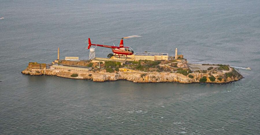 From Sausalito: San Francisco and Alcatraz Helicopter Tour - Sausalito shoreline and the Golden Gate Bridge