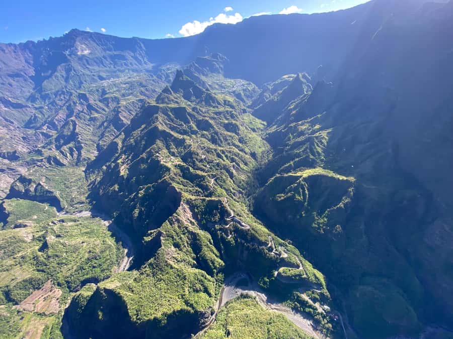 From St Pierre: helicopter flight over the whole of Reunion Island - Trou de Fer and Bélouve Forest from the air