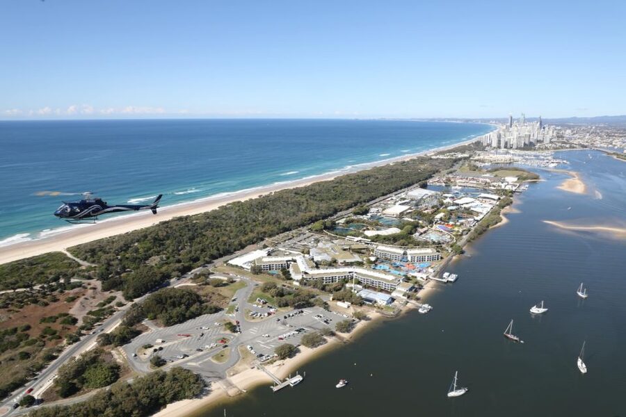 Gold Coast: Coastal City Scenic Helicopter Flight - Taking off in the air-conditioned Airbus