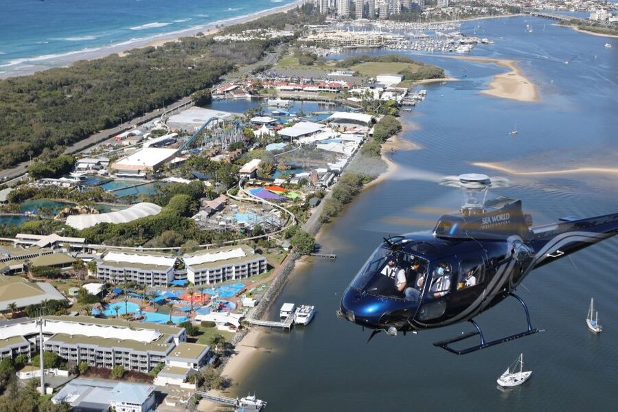 Gold Coast: Sea World and Broadwater Scenic Helicopter Tour - Climbing over the Broadwater