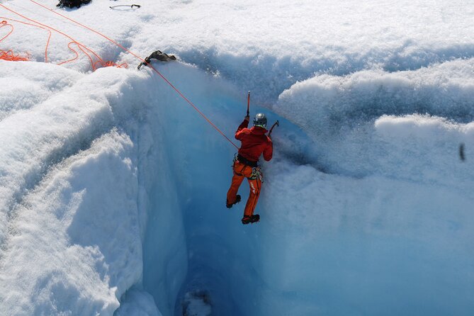 Heli Glacier Crevasse Ice Climbing- Summer - Seeing blue ice, meltwater, and the glacier up close