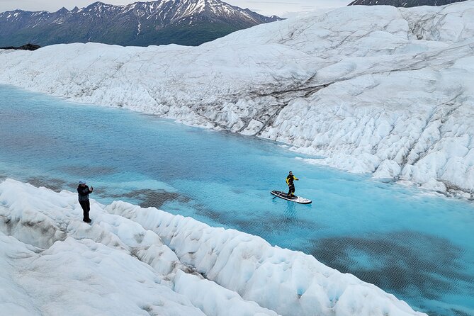 Helicopter and Glacier Paddle Boarding -PRIVATE - Paddle boarding through melt pools and ice channels