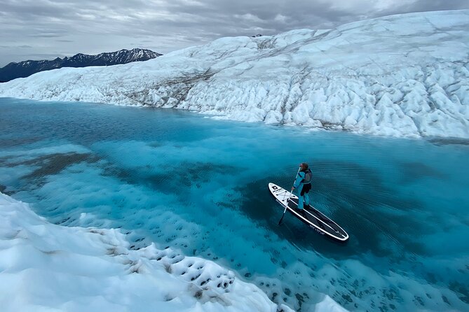 Helicopter and Glacier Paddle Boarding -PRIVATE - Swimming in glacial water