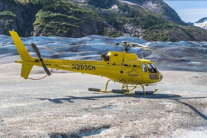 Helicopter to a Dogsledding Experience with a Glacier Landing - The 13-minute helicopter flight to Herbert Glacier