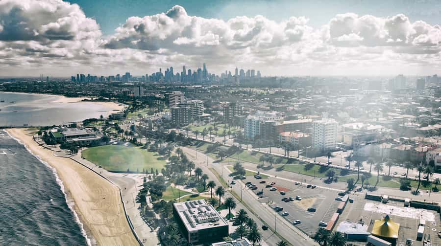 Melbourne: Private City Skyline and Bay Helicopter Ride - St Kilda beaches and the return toward the bay