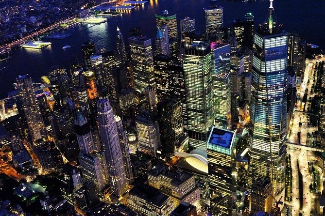 New York City Helicopter Tour at Night - One World Trade Center and the Lower Manhattan Skyline