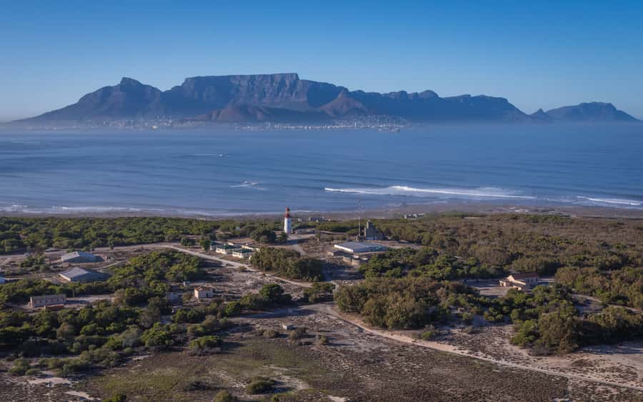 Robben Island By Air Scenic Helicopter Flight - Crossing Table Bay toward the island