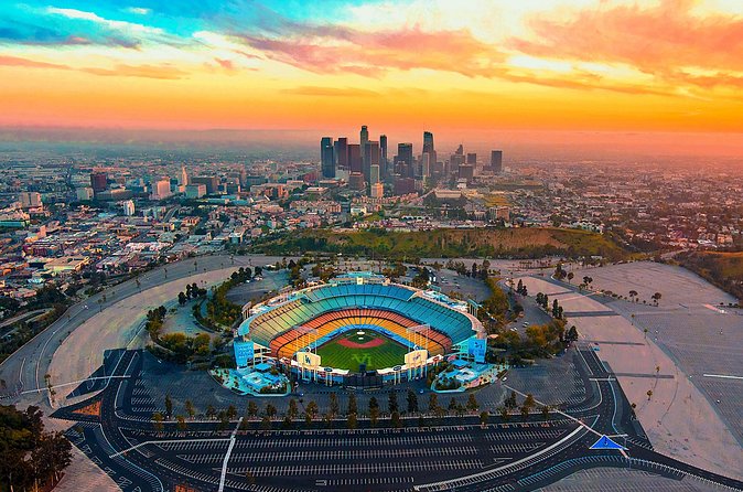 Ultimate Tour of Los Angeles by Helicopter - Dodger Stadium and the route into Downtown