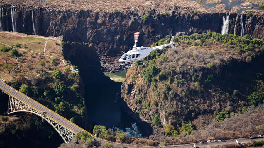 Victoria Falls:Explore the Zambezi Helicopter Experience - From Victoria Falls town to the Zambezi Helipad