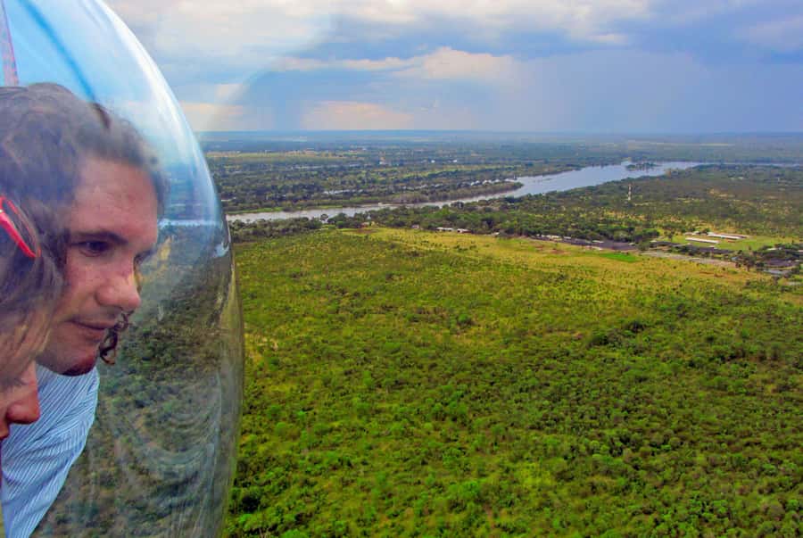Victoria Falls:Explore the Zambezi Helicopter Experience - The broad Zambezi near Long Island