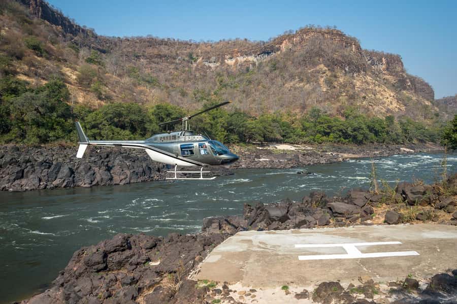 Victoria Falls Helicopter Flights - Leaving Livingstone for Maramba Airfield